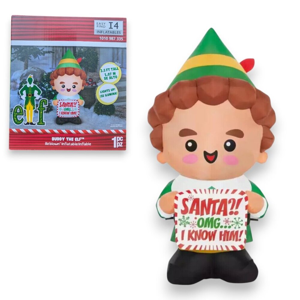 3.5 Ft Buddy the Elf Christmas Light Up Inflatable LED Airblown Yard Decor New